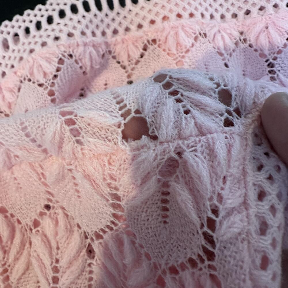 Vintage Knit Cardigan Womens SMALL Lace Crochet Button Up Sweater 90s Retro - Picture 8 of 9
